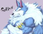  5_fingers anthro biceps blue_hair canine captainjohkid clothed clothing darkstalkers fur hair jon_talbain male mammal muscular muscular_male pecs topless triceps video_games were werewolf white_hair 
