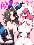  &lt;3 &lt;3_eyes eeveelution female fusion humanoid looking_at_viewer lycanroc ness_(nic-m-lyc) nic-m-lyc nicole_(nic-m-lyc) nintendo nipple_tape nipples pasties pok&eacute;mon pok&eacute;mon_(species) pussy tape umbreon video_games 