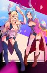  animal_ears blush breasts bunny_ears bunny_girl bunny_tail bunnysuit commentary english_commentary fake_animal_ears female_my_unit_(fire_emblem:_kakusei) female_my_unit_(fire_emblem_if) fire_emblem fire_emblem:_kakusei fire_emblem_heroes fire_emblem_if gloves gold_trim hair_between_eyes hair_ornament hairband highres long_hair looking_at_viewer mamkute medium_breasts multiple_girls my_unit_(fire_emblem:_kakusei) my_unit_(fire_emblem_if) open_mouth panties pointy_ears red_eyes silver_hair smile tail twintails underwear white_hair yokura_(yukilina) 