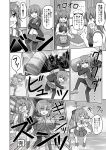  &gt;_&lt; admiral_(kantai_collection) ahoge akagi_(kantai_collection) bow bowtie comic commentary crossed_arms curtains desk dress drum_(container) epaulettes eyebrows_visible_through_hair greyscale hair_between_eyes hakama_skirt halterneck hat kaga_(kantai_collection) kantai_collection kiyoshimo_(kantai_collection) long_hair long_sleeves low_twintails machinery mast military military_uniform monochrome multiple_girls muneate mutsuki_(kantai_collection) naval_uniform neckerchief nichika_(nitikapo) open_mouth pantyhose peaked_cap remodel_(kantai_collection) shirt short_hair side_ponytail skirt smokestack surprised tasuki translated twintails uniform 