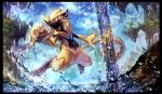  claws commentary_request graphite_(medium) karamimame lugia marill no_humans pokemon pokemon_(game) pokemon_sm smoochum sudowoodo traditional_media water waterfall zeraora 