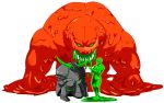  abyss_(mvc) armor fangs goo_creature green_eyes green_skin marvel_vs._capcom not_furry red_skin rocket-punch smile 