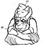  &lt;3 asgore_dreemurr beard blush boss_monster caprine crying duo eyes_closed facial_hair horn kanaking long_ears mammal monochrome simple_background tears toriel undertale video_games white_background 