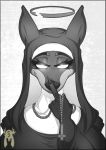  2018 anthro breasts canine clothing collar dog female half-closed_eyes jewelry laverne_(sssonic2) looking_at_viewer makeup mammal necklace nun religion shauvinworks solo yellow_eyes 