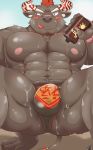  abs bake_gosut beach bovine bulge butt clothing crouching gyumao hair horn lotion male mammal muscular muscular_male navel nipples pecs presenting red_hair seaside speedo spread_legs spreading sweat swimsuit thick_thighs tokyo_afterschool_summoners tongue tongue_out tuft 