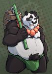  anthro bear belly big_belly bulge clothing deadlysinnersloth green_eyes male mammal panda pandaren pubes slightly_chubby solo speedo swimsuit video_games warcraft 