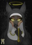  2018 anthro breasts canine clothing collar dog female jewelry laverne_(sssonic2) looking_at_viewer makeup mammal necklace nun religion shauvinworks solo yellow_eyes 