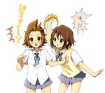  :o alternate_hairstyle brown_eyes brown_hair dress_shirt hair_ornament hairband hairband_removed hairclip headwear_removed hirasawa_yui k-on! multiple_girls school_uniform shirt short_hair skirt sweater_vest tainaka_ritsu tomo_(rocket_start!) translated 