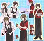  brown_eyes brown_hair chef chef_hat hat highres kaja koizumi_itsuki kyon male_focus multiple_boys suzumiya_haruhi_no_yuuutsu waiter 