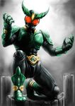  belt claws glowing glowing_eyes highres kamen_rider kamen_rider_agito_(series) kamen_rider_gills male_focus matchin monster solo 