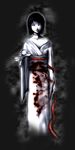  artist_request black_hair blood fatal_frame fatal_frame_2 ghost japanese_clothes kimono kurosawa_sae official_art red_string rope short_hair solo string 