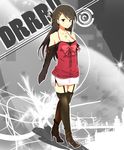  alternate_costume alternate_hairstyle bad_id bad_pixiv_id bare_shoulders black_eyes black_hair black_legwear bow breasts cleavage cross dress durarara!! earrings garter_straps hair_ornament hairclip high_heels jewelry kannamikoto miniskirt necklace shoes skirt small_breasts solo spaghetti_strap thighhighs yagiri_namie zettai_ryouiki 