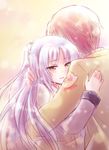  1girl angel_beats! couple hetero highres hug kousetsu otonashi_(angel_beats!) school_uniform tears tenshi_(angel_beats!) 