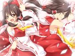  1girl bad_id bad_pixiv_id dual_persona genderswap genderswap_(ftm) hakurei_reimu ofuda open_mouth sarashi touhou yano_mitsuki 