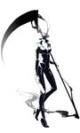  bodysuit celty_sturluson darkness dullahan durarara!! greyscale headless high_heels monochrome rella scythe shoes smoke solo standing standing_on_one_leg weapon 