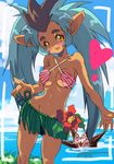  animal_ears bad_id bad_pixiv_id bikini_top blue_hair blush brown_hair coin_rand flower grass_skirt long_hair multicolored_hair open_mouth personification ryou-ouki ryou-ouki_(human) solo tenchi_muyou! twintails two-tone_hair very_long_hair 