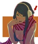  :d adjusting_scarf backlighting bangs bikini blue_bikini blush body_blush breasts brown_eyes cleavage covered_nipples directional_arrow earmuffs from_side grey_hair happy highres large_breasts looking_at_viewer nose_blush open_mouth orange_background original outline runny_nose scarf sick sidelocks simple_background smile snot solo striped striped_scarf swept_bangs swimsuit upper_body white_background yoshimura_ken'ichirou 