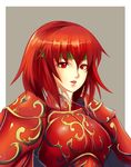  armor fire_emblem fire_emblem:_monshou_no_nazo headband minerva_(fire_emblem) red_armor red_eyes red_hair short_hair solo taka_(sanoujo358) 