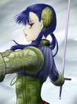  armored_corset ashei gauntlets lips purple_hair red_eyes solo sword the_legend_of_zelda the_legend_of_zelda:_twilight_princess twintails ukine weapon 