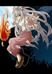  bad_id bad_pixiv_id fire foreshortening fujiwara_no_mokou highres letterboxed natsume_(iravati-4u) no_socks red_eyes shoes solo touhou 