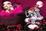  flandre_scarlet flower hong_meiling izayoi_sakuya koakuma moon multiple_girls patchouli_knowledge remilia_scarlet rose tima touhou 