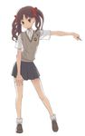  bad_id bad_pixiv_id brown_eyes brown_hair head_tilt legs nail pose school_uniform shirai_kuroko silhouette simple_background smile solo sweater_vest to_aru_kagaku_no_railgun to_aru_majutsu_no_index twintails wood_k 