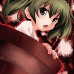 ayase_midori bucket green_eyes green_hair in_bucket in_container kisume short_hair solo surprised touhou twintails wooden_bucket 
