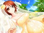  bride brown_eyes dress game_cg pregnant red_hair smile solo swaneye wedding_dress 