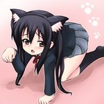  all_fours animal_ears bad_id bad_pixiv_id black_hair brown_eyes cat_ears k-on! long_hair nakano_azusa neck_ribbon orebelt red_ribbon ribbon school_uniform solo twintails 