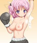  blush boxing_gloves breasts momo_velia_deviluke nipples pink_hair sweat to_love-ru toloveru 