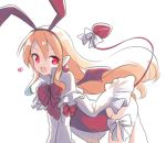  :d bangs blonde_hair bow commentary_request demon_girl demon_tail demon_wings disgaea dress earrings eyebrows_visible_through_hair fang flonne flonne_(fallen_angel) hair_between_eyes hair_ribbon hairband heart jewelry leotard long_hair long_sleeves looking_at_viewer looking_to_the_side natsuki_teru open_mouth pointy_ears red_bow red_eyes red_hairband red_leotard red_ribbon red_wings ribbon simple_background smile solo tail tail_bow tail_raised very_long_hair white_background white_bow white_dress wings 