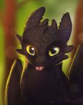  2018 digital_media_(artwork) digital_painting_(artwork) dragon feral how_to_train_your_dragon magenta7 male night_fury solo tongue toothless yellow_eyes 