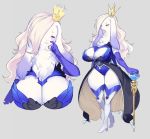  anthro big_breasts big_ears boots breasts cleavage clothed clothing crown digital_media_(artwork) female fluffy footwear fur gloves hair kishibe lagomorph long_hair looking_at_viewer mammal pink_hair purple_eyes rabbit scepter simple_background solo standing white_fur 