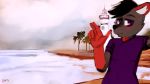  2017 absurd_res anthro biped black_hair black_nose brown_fur canine clothed clothing cloud detailed_background digital_media_(artwork) digital_painting_(artwork) dirtyscoundrel fox fur hair hi_res lighthouse male mammal outside purple_clothing purple_eyes purple_shirt purple_topwear red_ears red_fur scenic sea shii_saka shirt shore signature sky smile snout solo t-shirt topwear tree water white_sky 