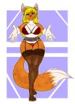  alruic anthro blonde_hair bra breasts canine clothed clothing female fox garter hair lingerie looking_at_viewer mammal panties smile solo standing thick_thighs underwear wide_hips 