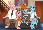  anais_watterson anthro cartoon_network cat clothed clothing darwin_watterson daughter detailed_background digital_media_(artwork) family father feline female fuzzycoma group gumball_watterson hi_res lagomorph male mammal mother nicole_watterson parent rabbit richard_watterson smile son teeth the_amazing_world_of_gumball watersons 