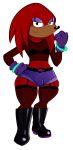  anthro bulge clothed clothing crossdressing echidna footwear girly glow_bracelets knuckles_the_echidna male mammal monotreme oasissonik simple_background smile solo sonic_(series) video_games white_background 