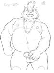  &lt;3 2018 anthro balls belly boar english_text gouryou male mammal mohawk moobs navel nipples overweight overweight_male penis porcine seyrmo solo text tokyo_afterschool_summoners tusks 