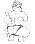  azaki_inuyama back_muscles butt butt_pose canine clothing crouching dog headband jockstrap looking_back male mammal muscular muscular_male tadatomo tokyo_afterschool_summoners underwear 
