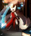  2017 3_toes anthro biped black_ears blonde_hair brown_fur brown_tail building canine car cement city clothed clothing cyberpunk detailed_background digital_media_(artwork) digital_painting_(artwork) digitigrade dipstick_tail dirtyscoundrel dress fantasy female fennec flat_chested fluffy fluffy_tail fox front_view fur gloves_(marking) hair headlight holding_object holding_weapon kari_kalari light long_tail mammal markings multicolored_tail post-apocalyptic purple_eyes red_clothing red_dress red_topwear science_fiction sidewalk signature socks_(marking) solo street toes topwear two_tone_tail vehicle weapon white_ears white_fur white_hair white_tail yellow_ears yellow_tail 