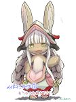  :3 animal_ears artist_name blush copyright_name eyebrows_visible_through_hair fang furry hand_on_hip helmet horizontal_pupils horns long_hair looking_at_viewer made_in_abyss nanachi_(made_in_abyss) open_mouth pants paws simple_background smile solo standing topless translated tsukushi_akihito whiskers white_background white_hair yellow_eyes 