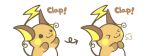  ! &gt;_&lt; 2015 ambiguous_gender duo english_text eyes_closed kanannbo nintendo pok&eacute;mon pok&eacute;mon_(species) raichu simple_background star text video_games 