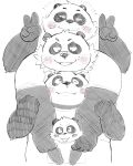  2017 anthro bear blush clothing dysk3 eyes_closed group half-closed_eyes hug male mammal one_eye_closed overweight overweight_male panda shirt wink 