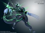  3d_(artwork) anthro arae-03&alpha; big_breasts black_skin breasts claws clothing cyber cyber_dragon digital_media_(artwork) dragon female footwear high_heels idsaybucketsofart latex_skin machine robot scalie shoes solo stinger 