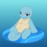  anthro arcing_light blue_skin cyan_background female gradient_background nintendo pok&eacute;mon pok&eacute;mon_(species) presenting purple_eyes pussy shell simple_background solo squirtle video_games 