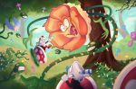  2018 absurd_res animate_inanimate battle cagney_carnation cuphead_(character) cuphead_(game) flora_fauna flower grass hi_res humanoid male mugman object_head plant puppetology teeth tree video_games 