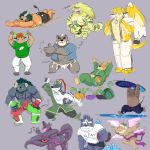  2018 anthro arsalan ashigara azazel bathym bear belly boar brown_fur butt caprine clothing cop_dragon dragon eggplant english_text feline food fruit fur goat gouryou group hat krampus lion magan male mammal mohawk muscular nipples ophion overweight overweight_male pants porcine shirt shorts straw_hat surfboard temujin text tiger tokyo_afterschool_summoners tsathoggua tusks underwear volos water wetsuit 