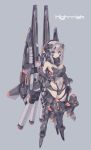  armor armored_boots blue_eyes boot boots breastplate grey_hair high_heel_boots high_heels magazine_(weapon) mecha_musume mechanical_wings mk-5 navel railgun rocket see-through thigh_strap wings 