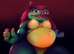  anthro breasts claws crocodilian crossgender crown donkey_kong_(series) female hair king_k_rool kremling literaltrash long_hair looking_at_viewer musclegut navel nintendo nipples nude open_mouth reptile scalie sharp_claws sharp_teeth solo standing teeth thick_thighs tongue video_games 
