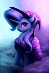  2018 aquamarine_(gem) blue_hair cape chest_tuft clothing collaboration cute equine eyebrows eyelashes female feral friendship_is_magic fur gradient_background hair hat hi_res hooves horn lolliponybrony long_hair looking_at_viewer mammal mostly_nude my_little_pony portrait purple_eyes signature simple_background skitsniga smile smoke solo standing star trixie_(mlp) tuft unicorn 